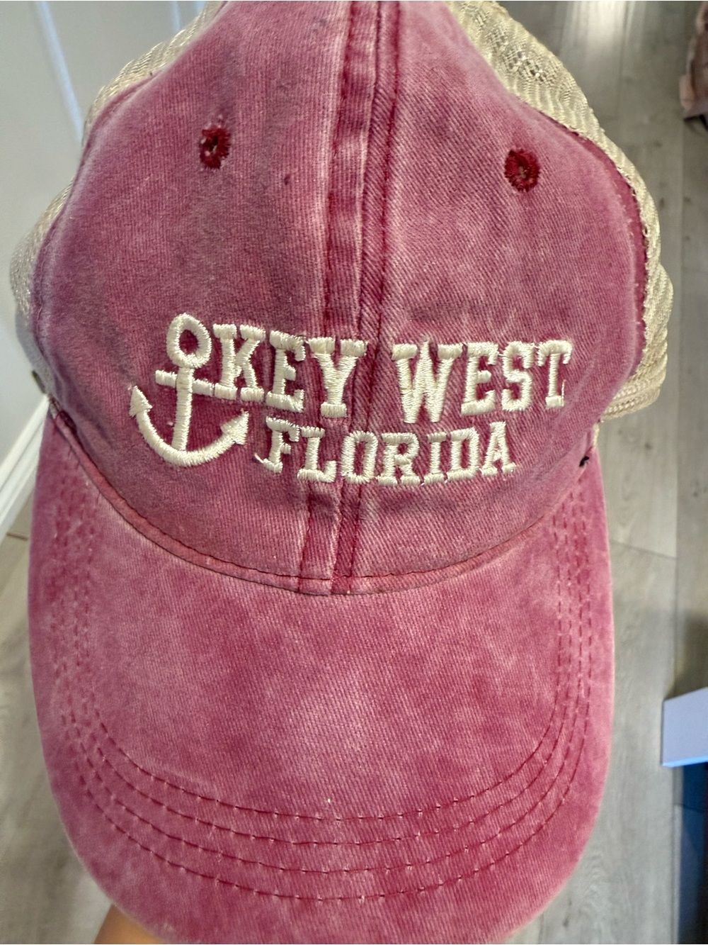 Key West Florida Adjustable Mesh Snapback Pink Red Hat